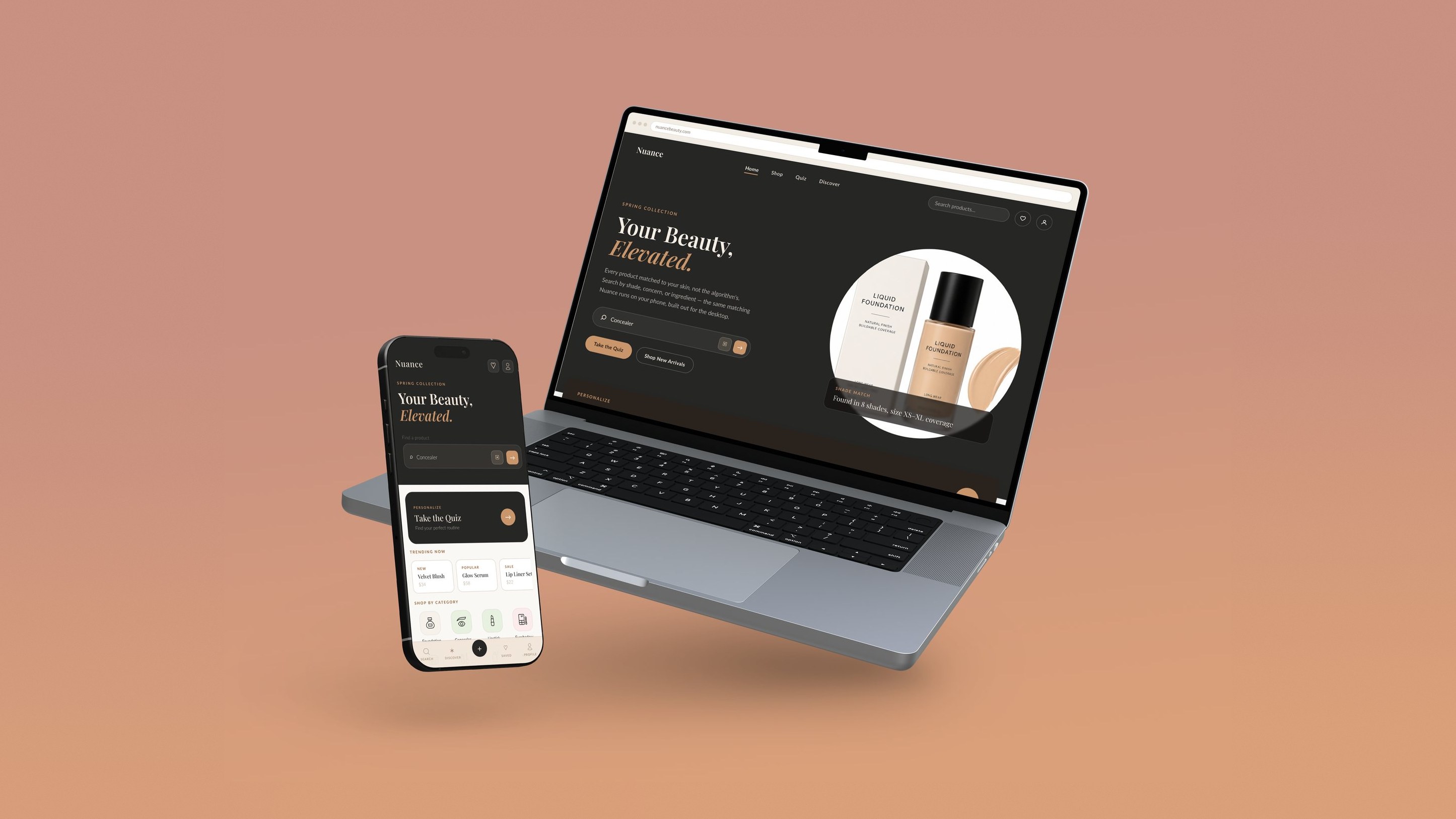 Nuance beauty app on a laptop and phone