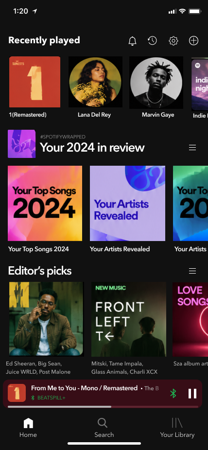 Round 2: a menu icon on each section header